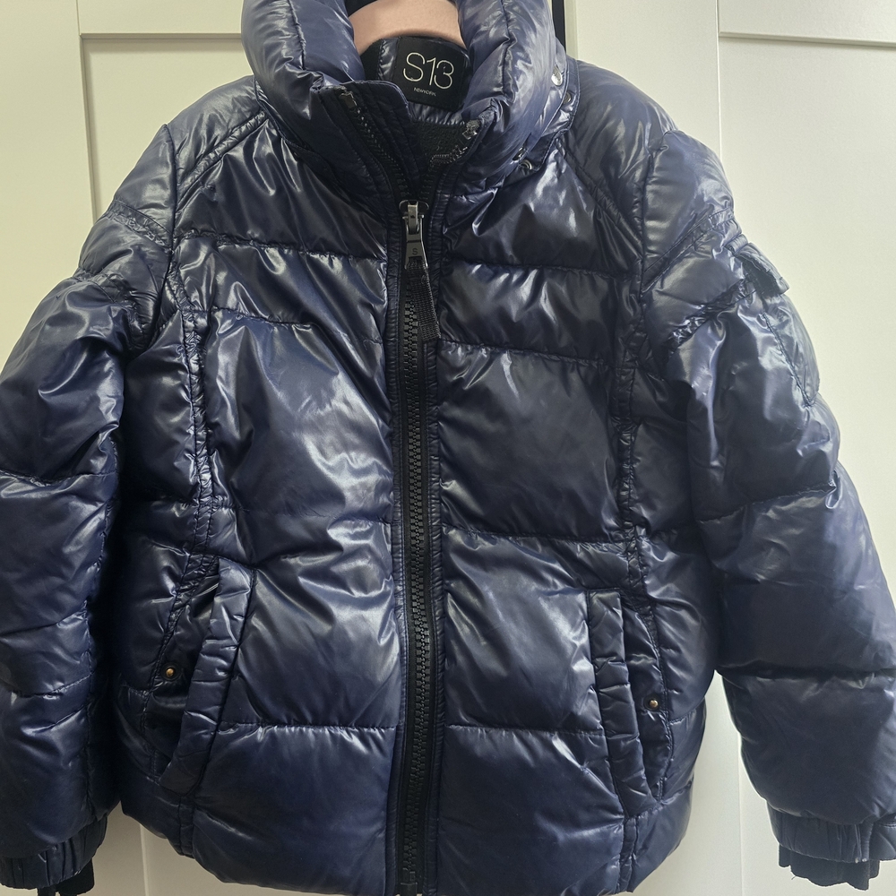 S13 - Size 6 -Metallic Blue Puffer Jacket